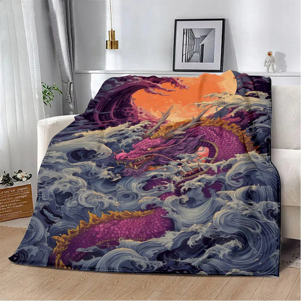 Animal Dragon Printed Blanket Picnic Blankets Warm Blanket Soft and Comfortable Blanket Home Travel Birthday Gift