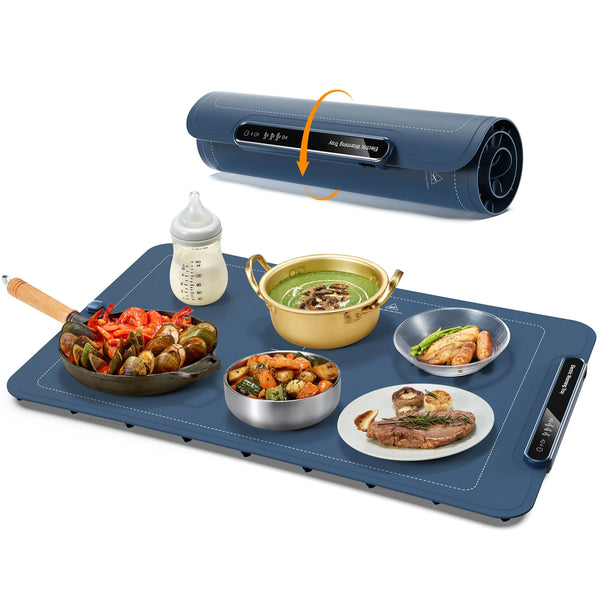 Electric Warming Tray, Full Surface Warming Mat for Food, Rollable and Portable, Fast Heating Pad with 3 Temperature Control